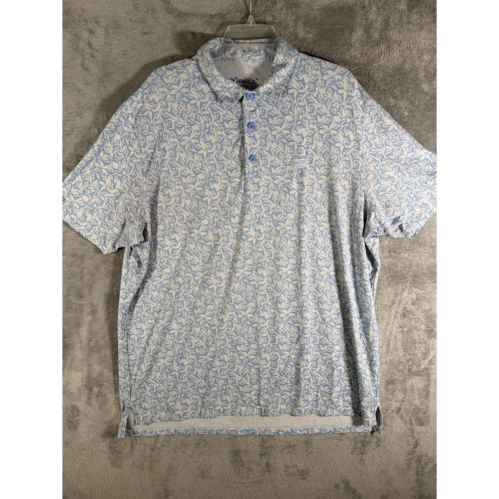 IBKUL Performance Golf Polo Shirt Marlin White Blue Mens‎ 2XL